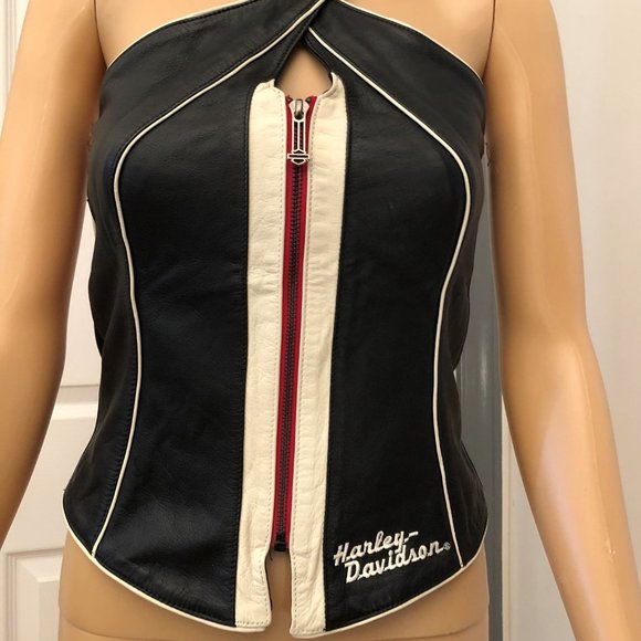HARLEY DAVIDSON LADIES LEATHER ZIP HALTER - Picture 1 of 5